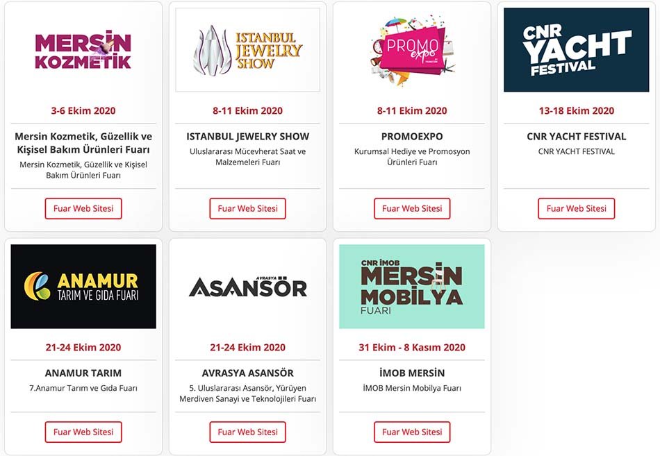 CNR EXPO Ekim 2020 Fuar Takvimi